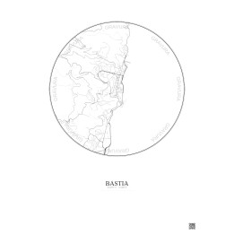 Bastia City Map Poster 2.5km | Gravura – Light background