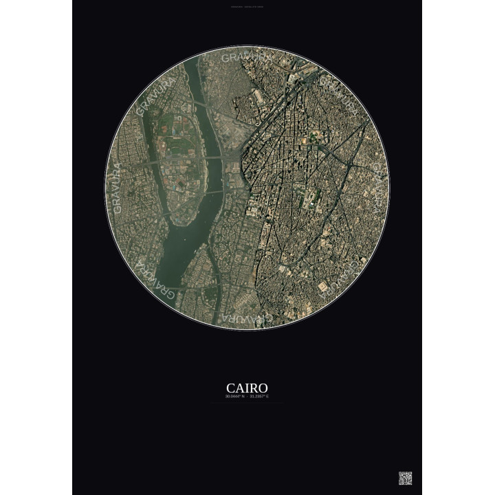 Affiche Cairo – Poster vue satellite 2.5km Couleur | Gravura – Fond foncé