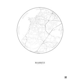Biarritz City Map Poster 2.5km | Gravura – Light background
