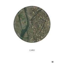 Affiche Cairo – Poster vue satellite 2.5km Couleur | Gravura – Fond clair