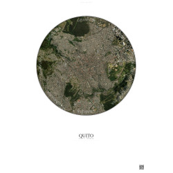 Affiche Quito – Poster vue satellite 2.5km Couleur | Gravura – Fond clair