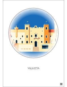 Valletta Vintage Travel Poster – Grandmaster S Palace | Gravura – Light background
