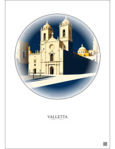Valletta Vintage Travel Poster – St John S Co Cathedral | Gravura – Light background