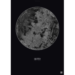 Affiche Quito – Poster vue satellite 6km N&B | Gravura – Fond foncé