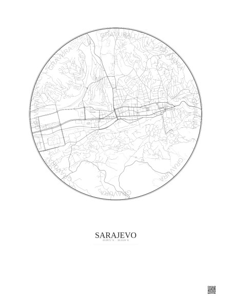 Sarajevo City Map Poster 2.5km | Gravura – Light background