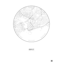 Brest City Map Poster 2.5km | Gravura – Light background