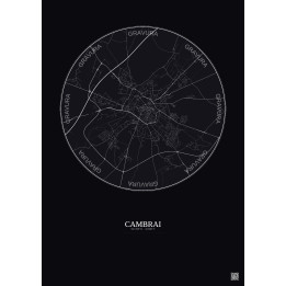 Cambrai City Map Poster 5km | Gravura – Dark background