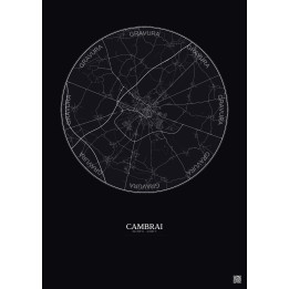 Cambrai City Map Poster 10km | Gravura – Dark background