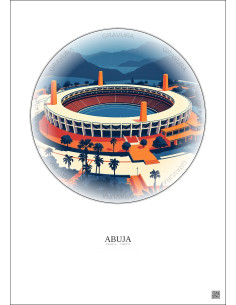 Affiche Abuja – Poster illustration vintage – Abuja Stadium | Gravura – Fond clair