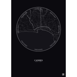 Cannes City Map Poster 2.5km | Gravura – Dark background