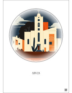 Affiche Abuja – Poster illustration vintage – National Church Of Nigeria | Gravura – Fond clair