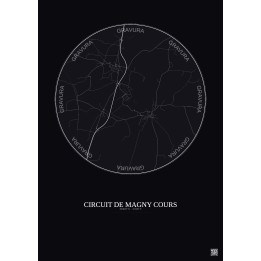 Circuit De Magny Cours City Map Poster 5km | Gravura – Dark back