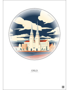 Affiche Oslo – Poster illustration vintage – Oslo | Gravura – Fond clair
