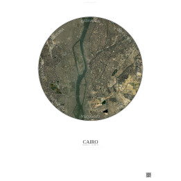 Affiche Cairo – Poster vue satellite 6km Couleur | Gravura – Fond clair
