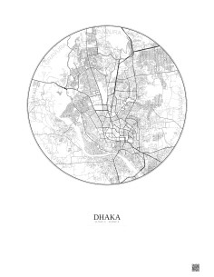 Affiche Dhaka – Poster carte de ville 10km | Gravura – Fond clair