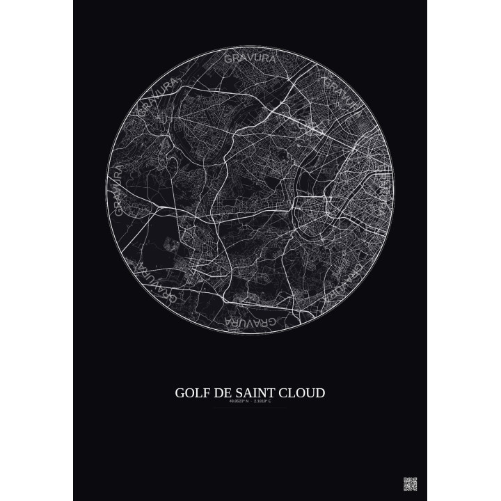 Affiche Golf De Saint Cloud – Poster carte de ville 10km | Gravu