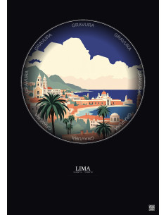 Affiche Lima – Poster illustration vintage – Lima | Gravura – Fond foncé