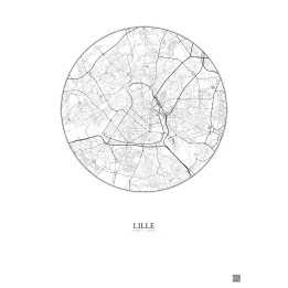 Affiche Lille – Poster carte de ville 5km | Gravura – Fond clair