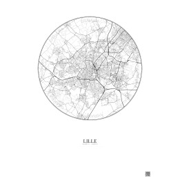 Affiche Lille – Poster carte de ville 10km | Gravura – Fond clai