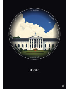 Manila Vintage Travel Poster – Malacanang Palace | Gravura – Dark background