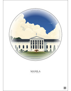Manila Vintage Travel Poster – Malacanang Palace | Gravura – Light background