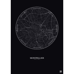 Affiche Montpellier – Poster carte de ville 2.5km | Gravura – Fo