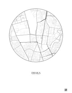 Affiche Dhaka – Poster carte de ville 2.5km | Gravura – Fond clair