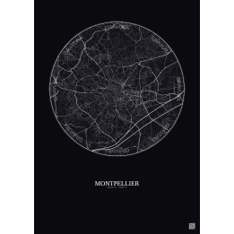 Affiche Montpellier – Poster carte de ville 5km | Gravura – Fond