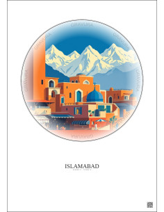 Islamabad Vintage Travel Poster – Lok Virsa Museum | Gravura – Light background