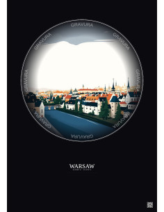 Warsaw Vintage Travel Poster – Warsaw Ghetto | Gravura – Dark background