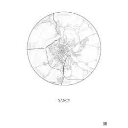 Affiche Nancy – Poster carte de ville 10km | Gravura – Fond clai