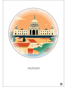 Affiche Asuncion – Poster illustration vintage – Famous Viewpoint Of Asuncion | Gravura – Fond clair