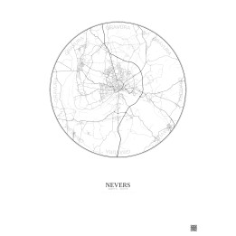 Nevers City Map Poster 10km | Gravura – Light background