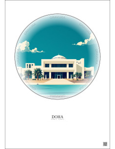Affiche Doha – Poster illustration vintage – Museum Of Islamic Art | Gravura – Fond clair