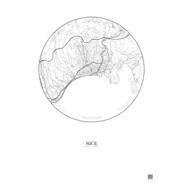 Nice City Map Poster 6km | Gravura – Light background