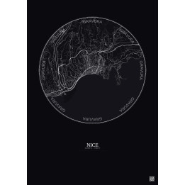 Nice City Map Poster 10km | Gravura – Dark background