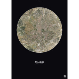 Affiche Madrid – Poster vue satellite 10km Couleur | Gravura – Fond foncé