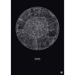 Paris City Map Poster 10km | Gravura – Dark background