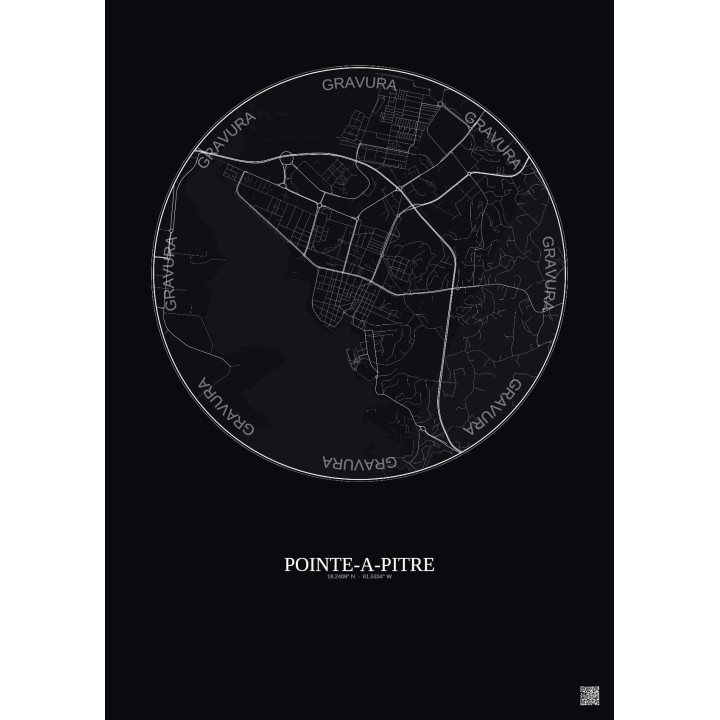 Pointe A Pitre City Map Poster 2.5km | Gravura – Dark background