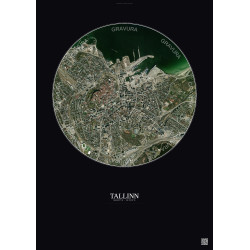 Affiche Tallinn – Poster vue satellite 2.5km Couleur | Gravura – Fond foncé