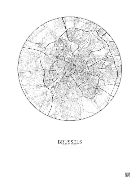 Brussels City Map Poster 10km | Gravura – Light background