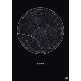 Affiche Reims – Poster carte de ville 2.5km | Gravura – Fond fon