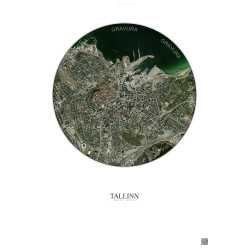 Affiche Tallinn – Poster vue satellite 2.5km Couleur | Gravura – Fond clair