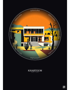 Affiche Khartoum – Poster illustration vintage – National Museum Of Sudan | Gravura – Fond foncé