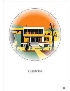 Affiche Khartoum – Poster illustration vintage – National Museum Of Sudan | Gravura – Fond clair