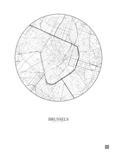 Affiche Brussels – Poster carte de ville 2.5km | Gravura – Fond clair
