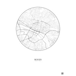 Affiche Rouen – Poster carte de ville 2.5km | Gravura – Fond cla