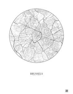 Affiche Brussels – Poster carte de ville 6km | Gravura – Fond clair