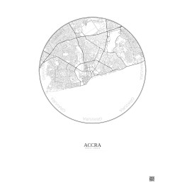 Affiche Accra – Poster carte de ville 10km | Gravura – Fond clai