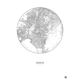 Affiche Athens – Poster carte de ville 10km | Gravura – Fond cla